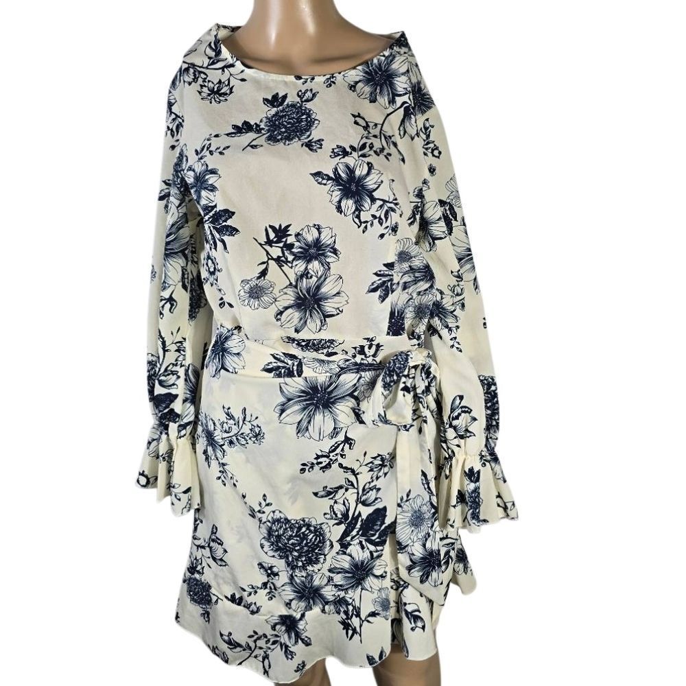 Reformation Floral Print Dress with Ruffle Sleeves Size Xl - Picture 12 of 13
